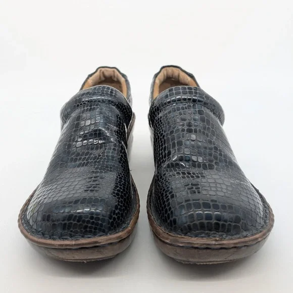 BOC Bern Concept Black Faux Snakeskin Mule Clogs Women's Size 7M Comfort Shoes - Picture 3 of 16